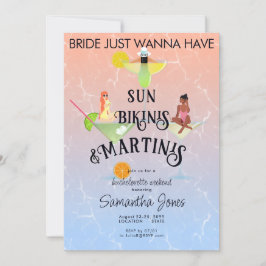 Invitación Playa Tropical de Bikinis y Martinis Hen Bachelore