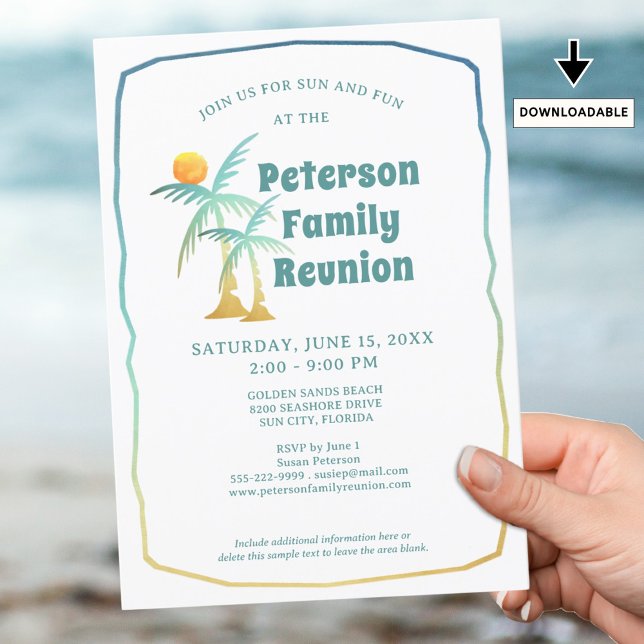 Invitación Playa Tropical de Palm Trees de Reunión Familiar (Subido por el creador)