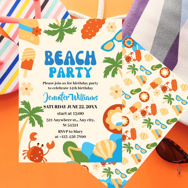 Invitación Playa tropical de verano para chicas Fiesta Cumple (Subido por el creador)