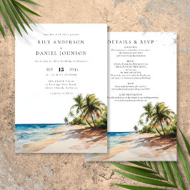 Invitación Playa Tropical Destino Todo En Un Boda