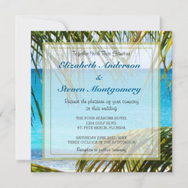 Invitación Playa tropical enmarcada con Boda Palm Fronds