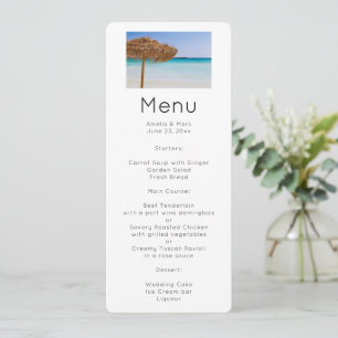 Invitación Playa Tropical Escénica con Sombrilla de Paja
