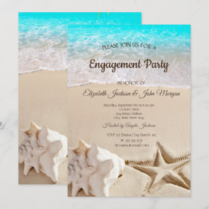 Invitación Playa Tropical, Estrella de Mar, Anillo de Comprom