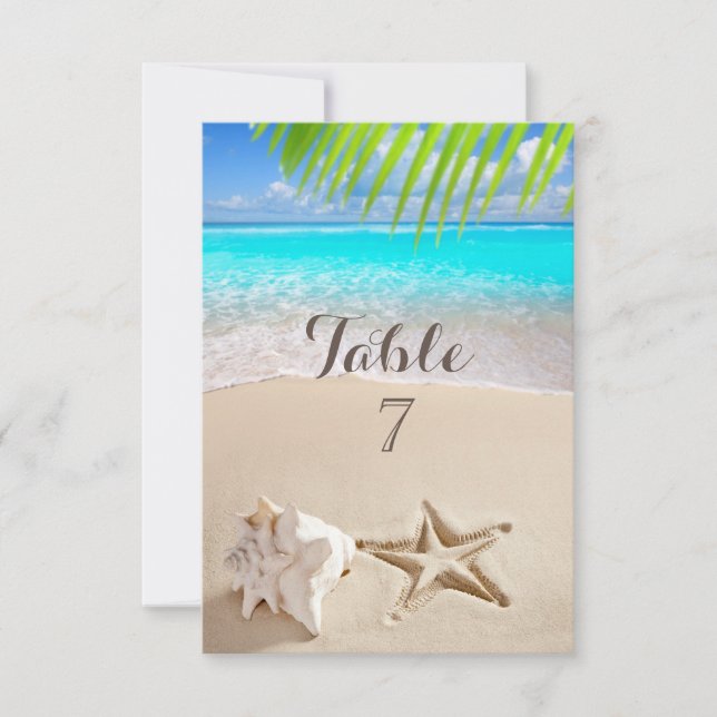 Invitación Playa Tropical,Estrella de Mar,Tarjeta de mesa de  (Anverso)