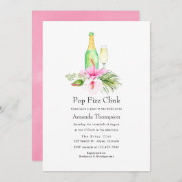 Invitación Playa Tropical Floral Pop Fizz Clink Bridal Shower