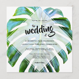 Invitación Playa Tropical Hawái Boda Monstera Leaf