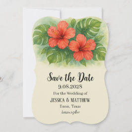 Invitación Playa Tropical Hibiscus Flowers Boda