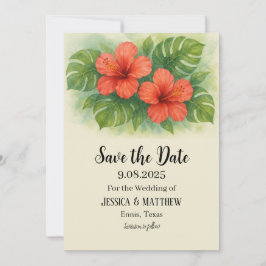 Invitación Playa Tropical Hibiscus Flowers Boda