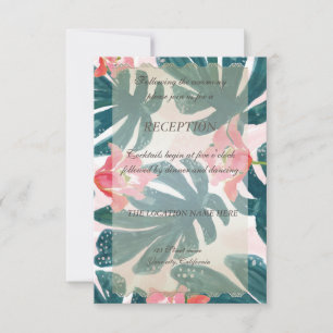 Invitación Playa Tropical Hojas de Palma de Hibisco  Recepció