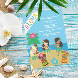 Invitación Playa Tropical Hula Dancing Luau Fiesta de Cumplea