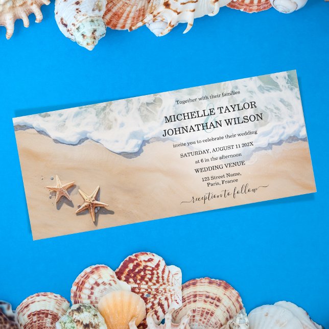 Invitación Playa Tropical Isla Starfish de Boda de Destino (Subido por el creador)