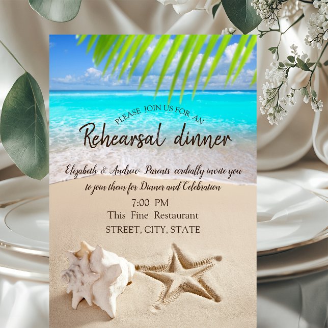 Invitación Playa Tropical, Mar, Cena de Ensayos Marítimos (Subido por el creador)