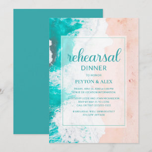 Invitación Playa Tropical Océano Turquesa Teal Ensayo