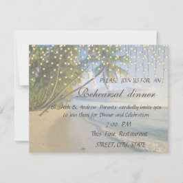 Invitación Playa Tropical, Palm,Cena de ensayo con luces de c