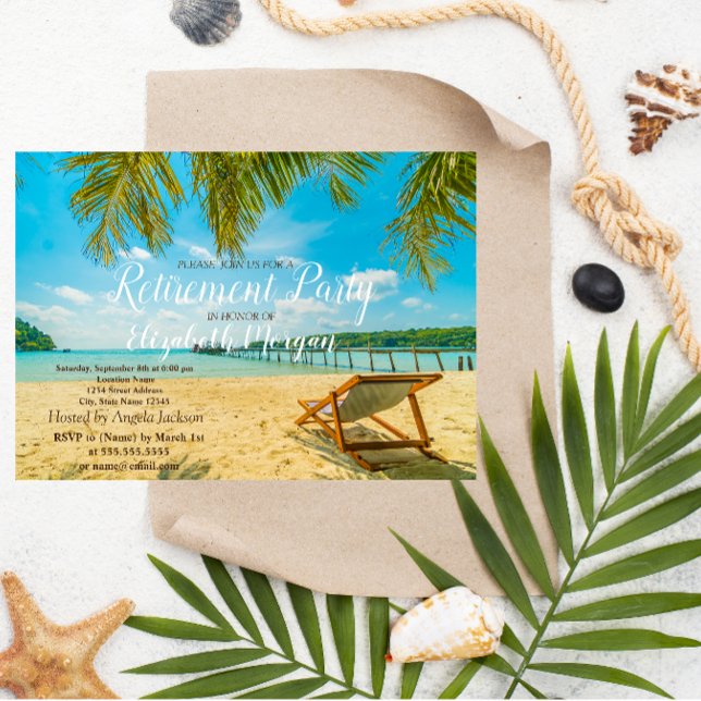 Invitación Playa Tropical, Palm, Fiesta de Jubilación de Pres (Subido por el creador)