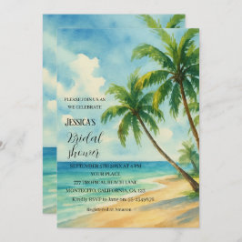 Invitación Playa Tropical Palm Tree Destino Ducha De Novias
