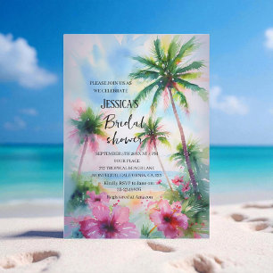 Invitación Playa Tropical Palm Tree Destino Ducha De Novias