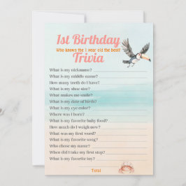 Invitación Playa Tropical Primer Juguete de cumpleaños Trivia