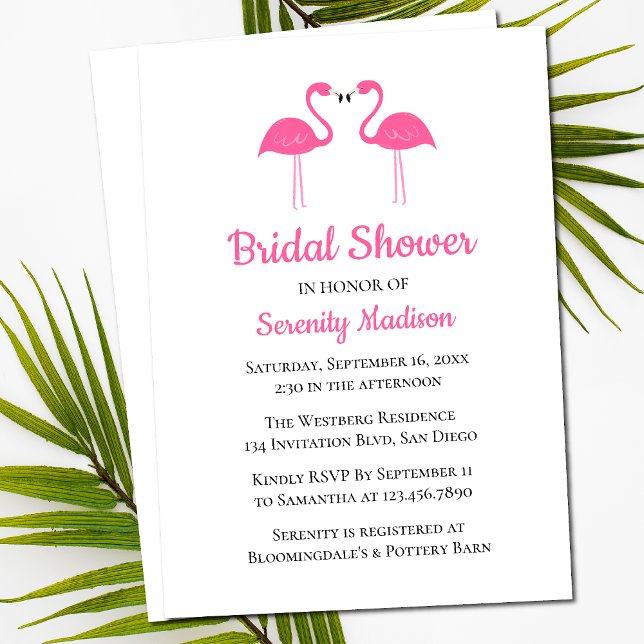 Invitación Playa Tropical Rosa Flamingo Bridal Shower (Subido por el creador)