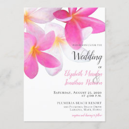 Invitación Playa Tropical Rosa Plumeria Floral Hawái Boda