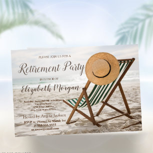 Invitación Playa Tropical, Silla Fiesta de Jubilación