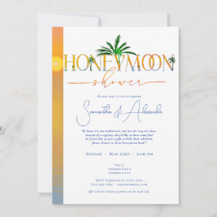 Invitación Playa Tropical Sunset Luna de Miel Ducha Parejas