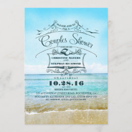 Invitación playa turquesa y oscura en las parejas de mar