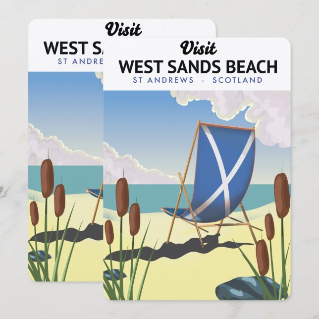 Invitación Playa West Sands, St Andrews Escocia (Anverso / Reverso)