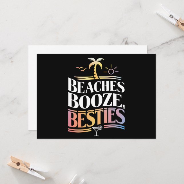 Invitación Playas, alcohol y amigas árbol de coco verano (Anverso/Reverso In Situ)