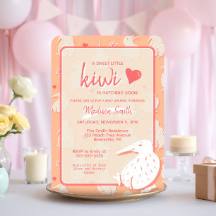 Invitación Playas Kiwi Bird Bare Inferior Baby Shower