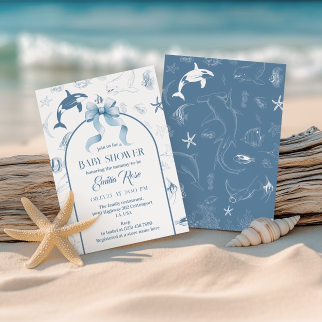 Invitación Playas Ocean Blue Sea Life Baby Shower (Subido por el creador)