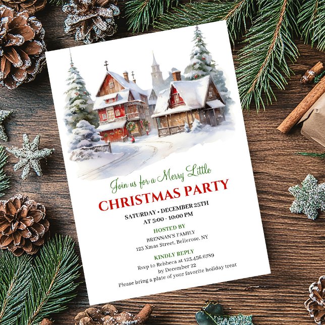 Invitación Playful Christmas scene cozy festive city invites (Playful Christmas scene cozy festive city invitation)