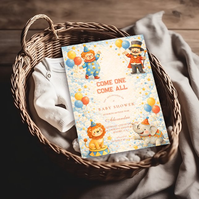 Invitación Playful Circus Friends Baby Shower (Subido por el creador)