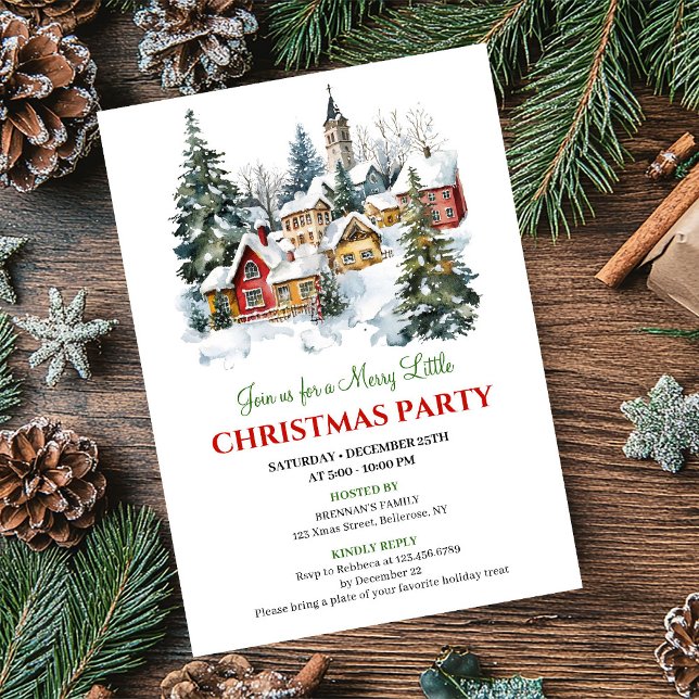 Invitación Playful cozy Christmas scene festive party invites (Playful cozy Christmas scene festive party invitation)
