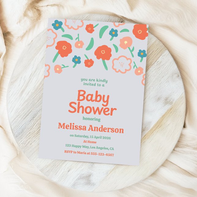 Invitación Playful Floral Baby Shower Invitation  (Subido por el creador)
