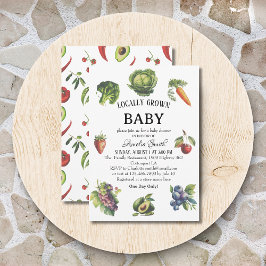 Invitación Playful Green Retro Organic Local Grown Baby Sho