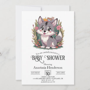 Invitación Playful Happy Wolf Baby Shower