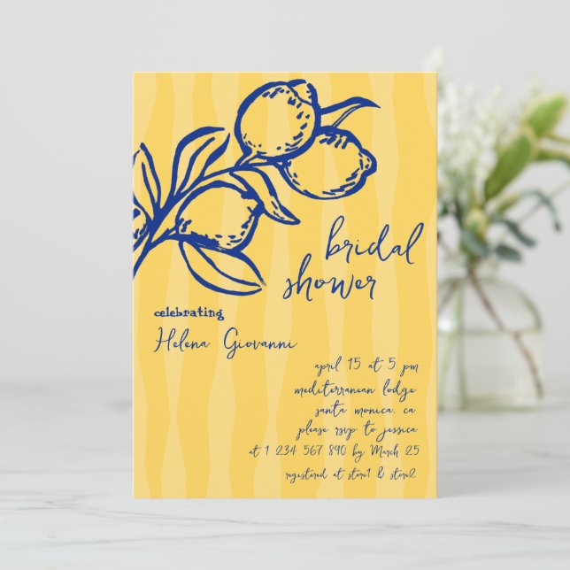 Invitación Playful Italian Handwritten Lemon Bridal Shower (Anverso de pie)