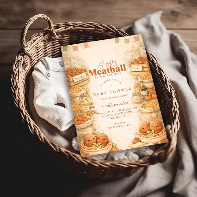 Invitación Playful Little Meatball Baby Shower (Subido por el creador)