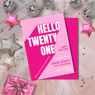Invitación Playful Pink Girly Bold Typography 21º cumpleaños