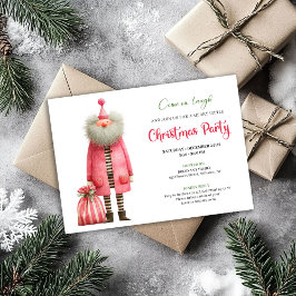 Invitación Playful pink santa Christmas party invitation