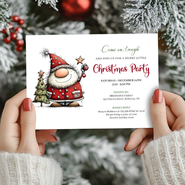 Invitación Playful quirky Santa Christmas party invitation (Playful quirky Santa Christmas party invite

)