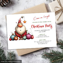 Invitación Playful Quirky Santa Classic Red Green Party