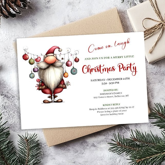Invitación Playful Quirky Santa Watercolor Christmas Party (Playful Quirky Santa Watercolor Christmas Celebration)