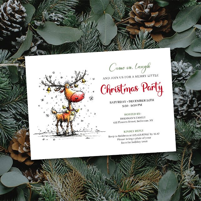 Invitación Playful Reindeer Festive Celebration Invitation (Playful Reindeer Festive Celebration Invitation)