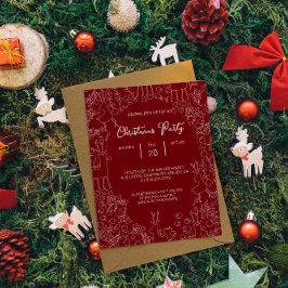Invitación playful Reindeer & Winter Botanicals-  christmas 