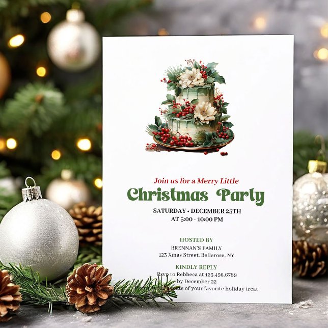 Invitación Playful Retro Christmas Cake Celebration (Playful Retro Christmas Angel Celebration)