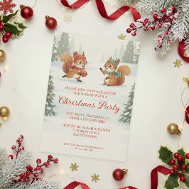 Invitación Playful Squirrels in Christmas Winter Forest