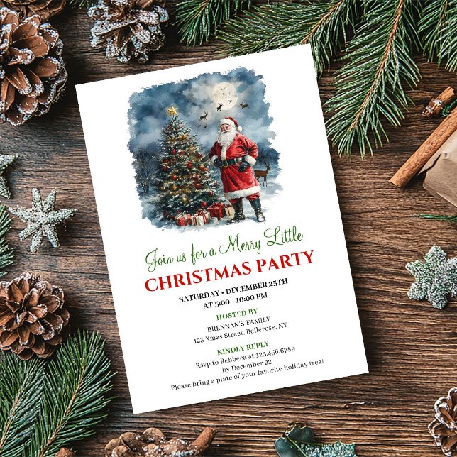 Invitación Playful Watercolor Christmas Scene Holiday Invite (Playful Watercolor Christmas Scene Holiday Invite)