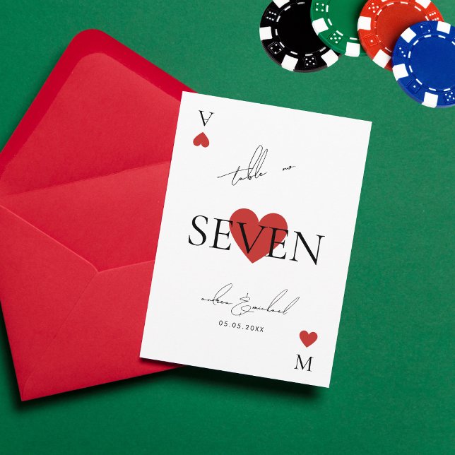 Invitación Playing Card Casino Vegas Wedding Table Number (Subido por el creador)